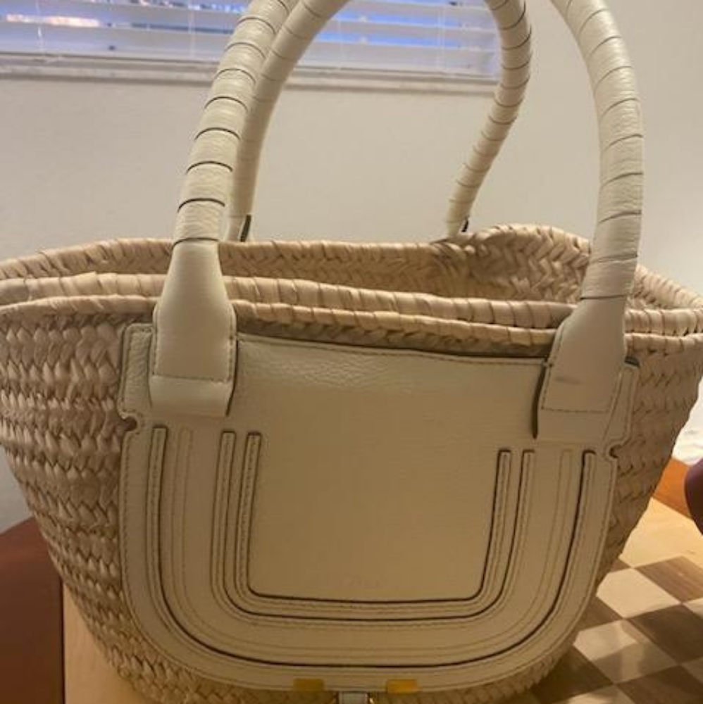 Chloe Marcie Basket Bag Raffia & Leather Medium